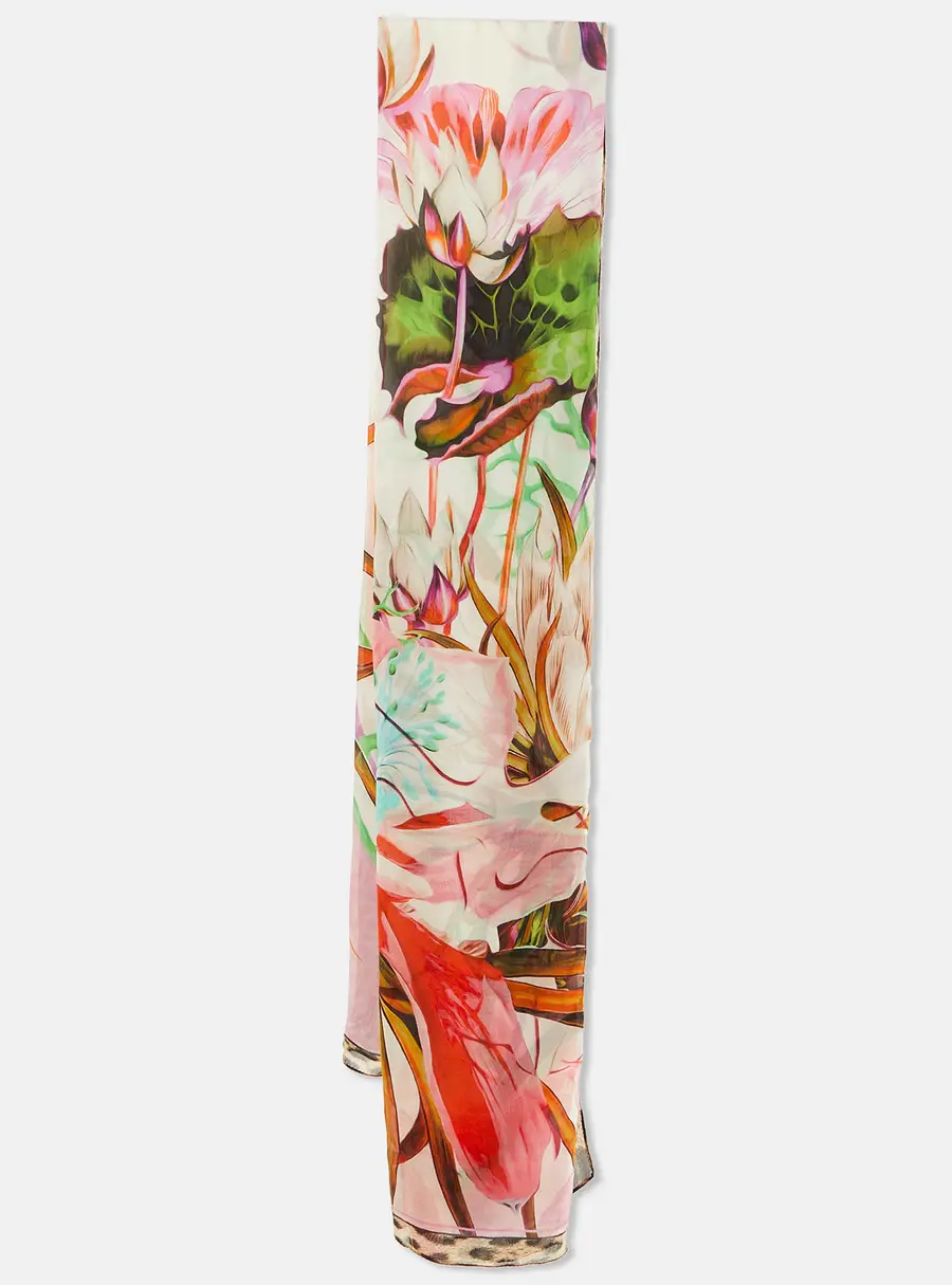 Roberto Cavalli Multicolor Floral Print Silk Stole