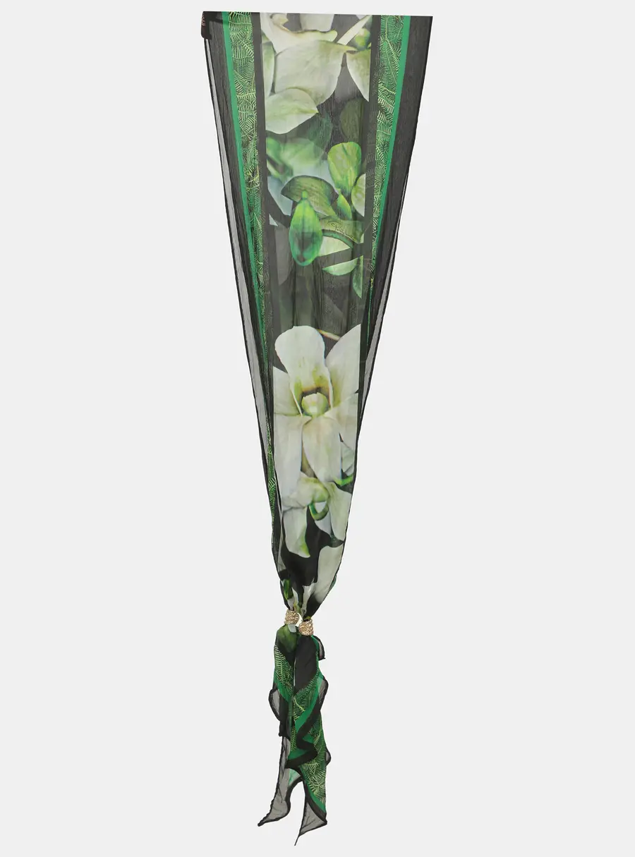 Roberto Cavalli Multicolor Floral Print Chiffon Scarf