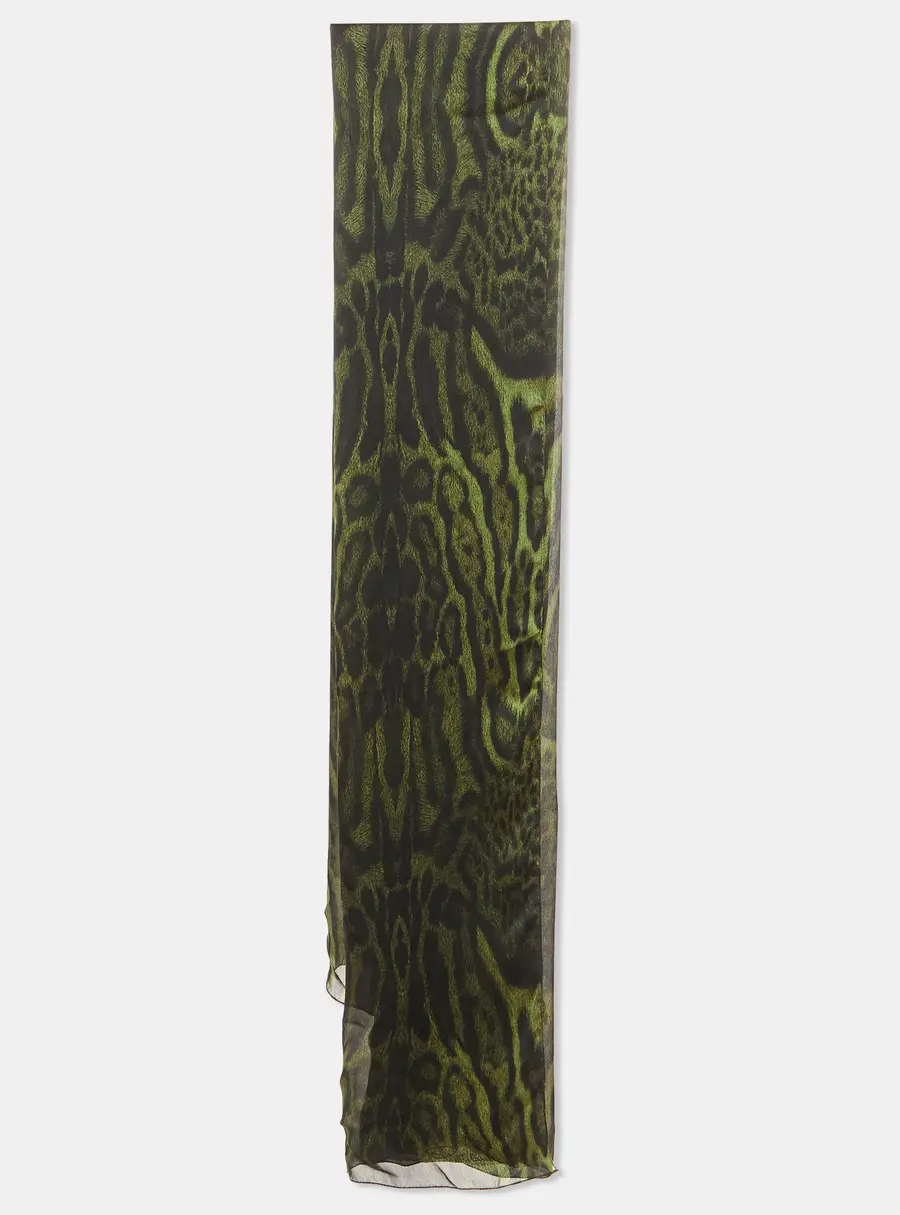 Roberto Cavalli Green Snake Skin Print Silk Stole