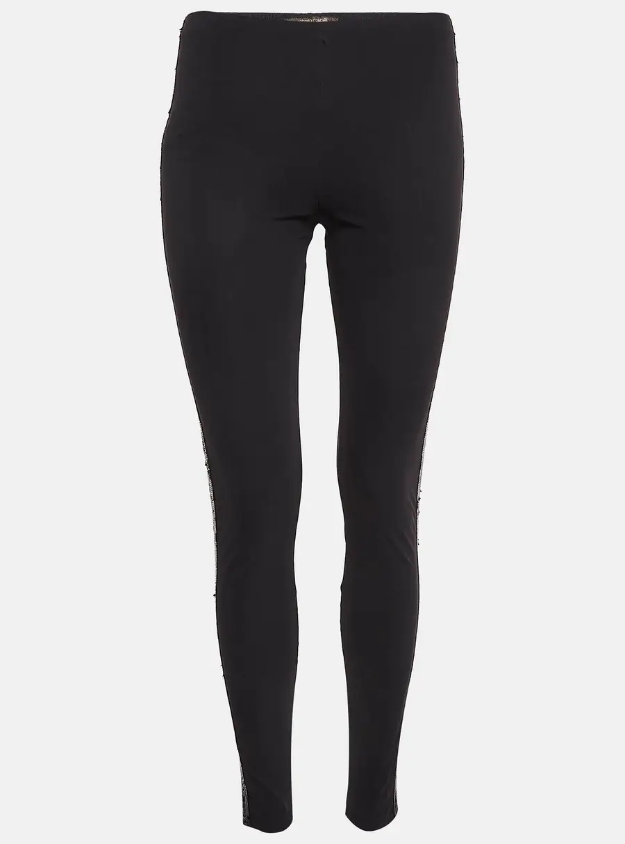 Roberto Cavalli Black Sequin Jersey Leggings M
