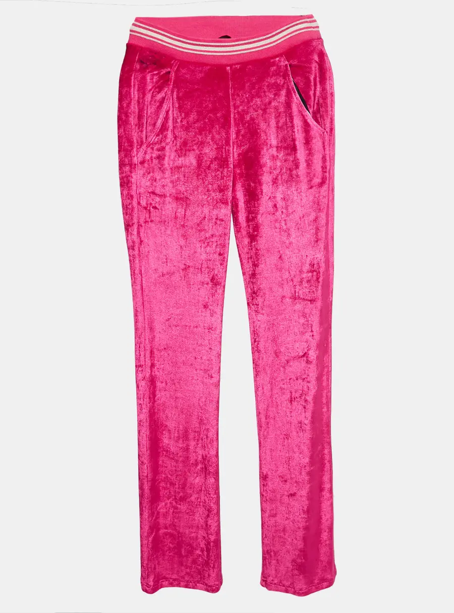 Roberto Cavalli Pink Embroidered Velvet Knit Pants S