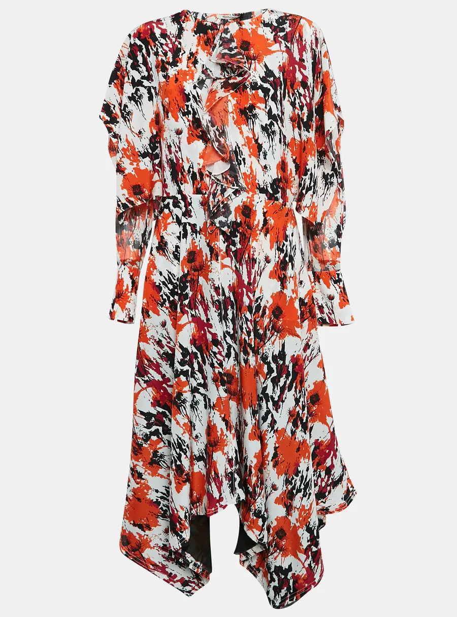 Roberto Cavalli Multicolor Silk Asymmetric Midi Dress M