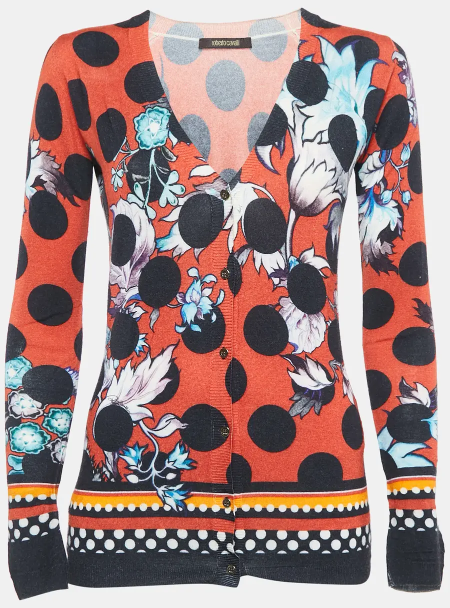Roberto Cavalli Multicolor Wool Button Front Cardigan S