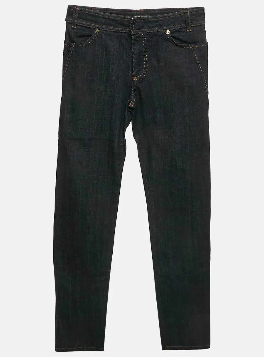 Roberto Cavalli Navy Blue Denim Embroidered Straight Leg Jeans S Waist 25"