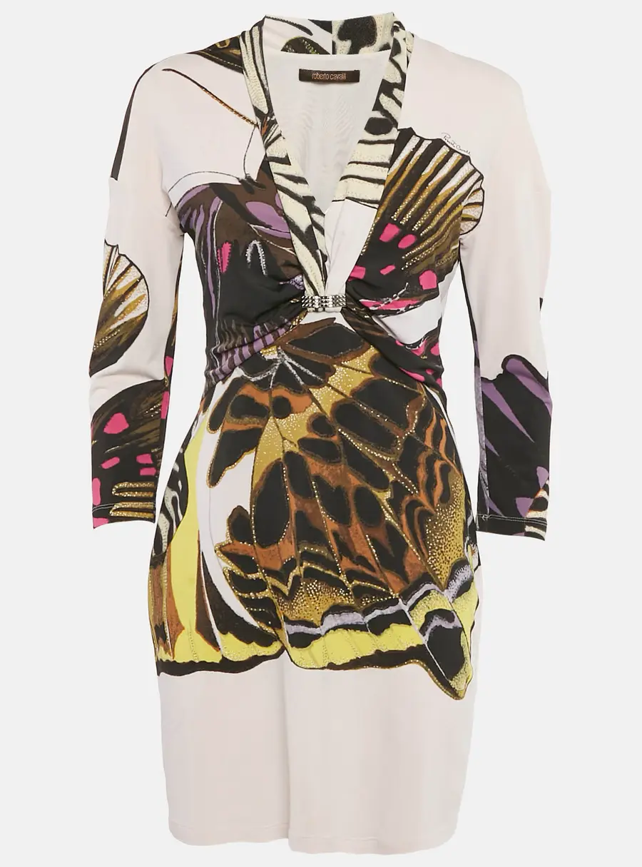 Roberto Cavalli Pink Printed Jersey Sheath Dress L