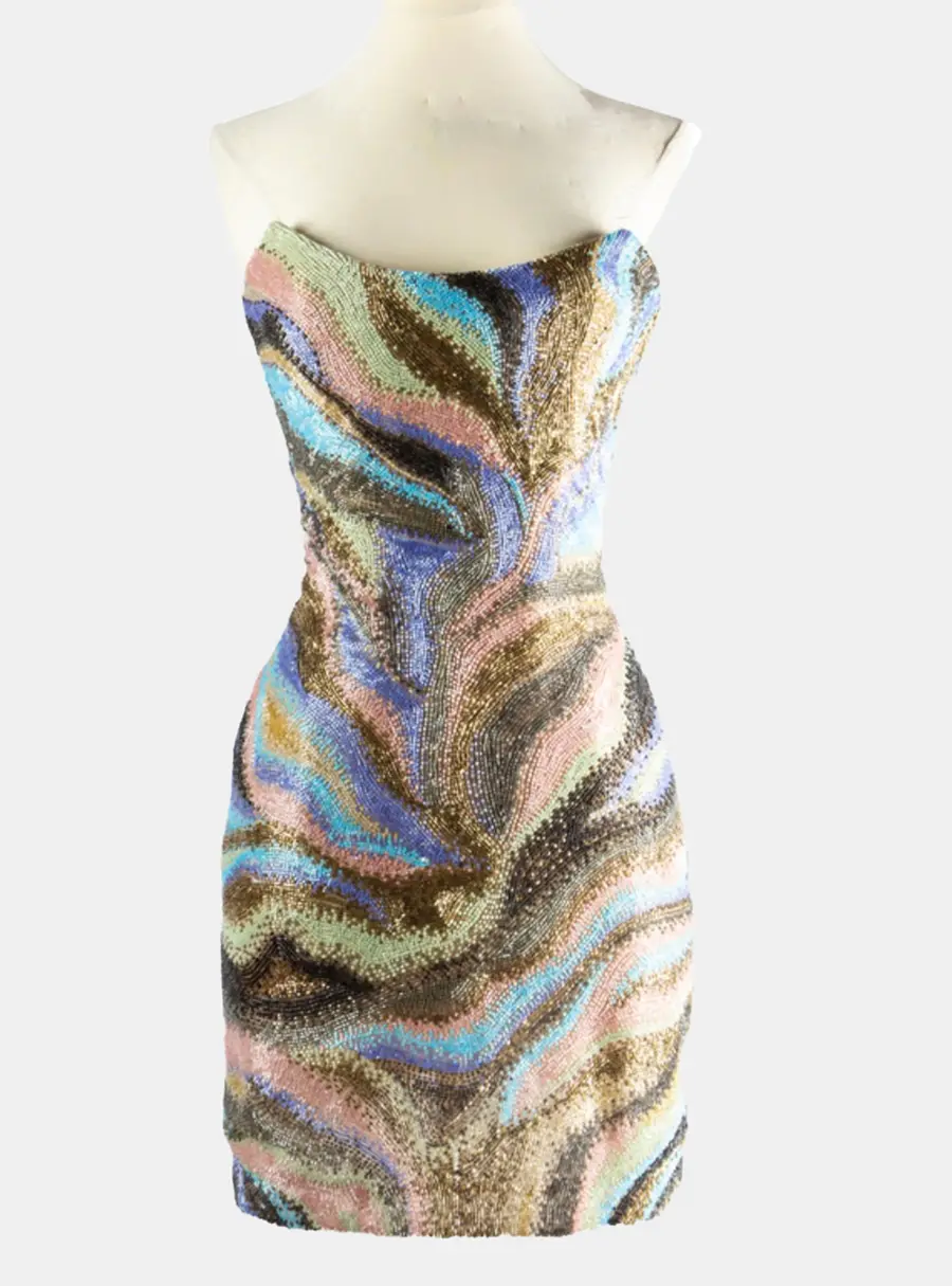 Roberto Cavalli Multicolor Beaded Mini Dress XS