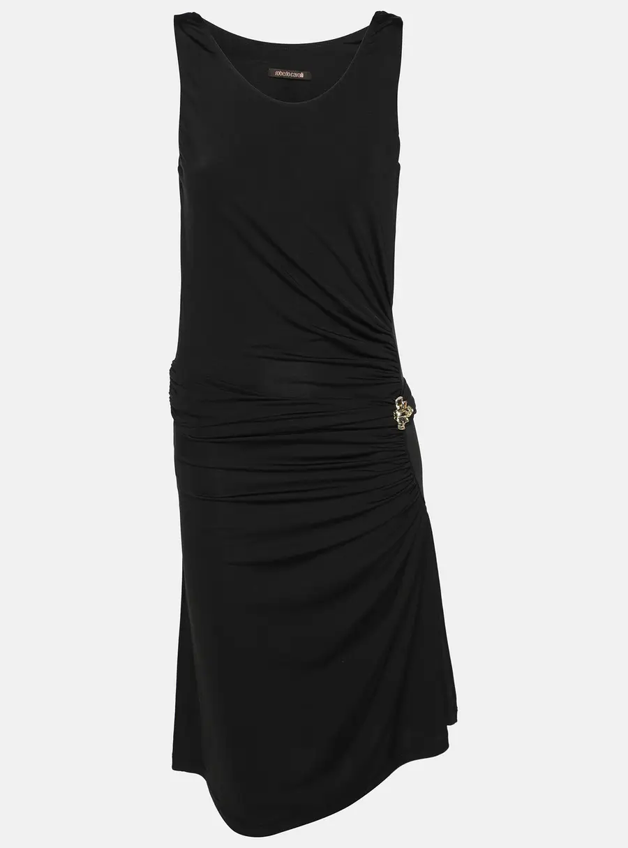 Roberto Cavalli Black Stretch Fabric Embellished Dress S