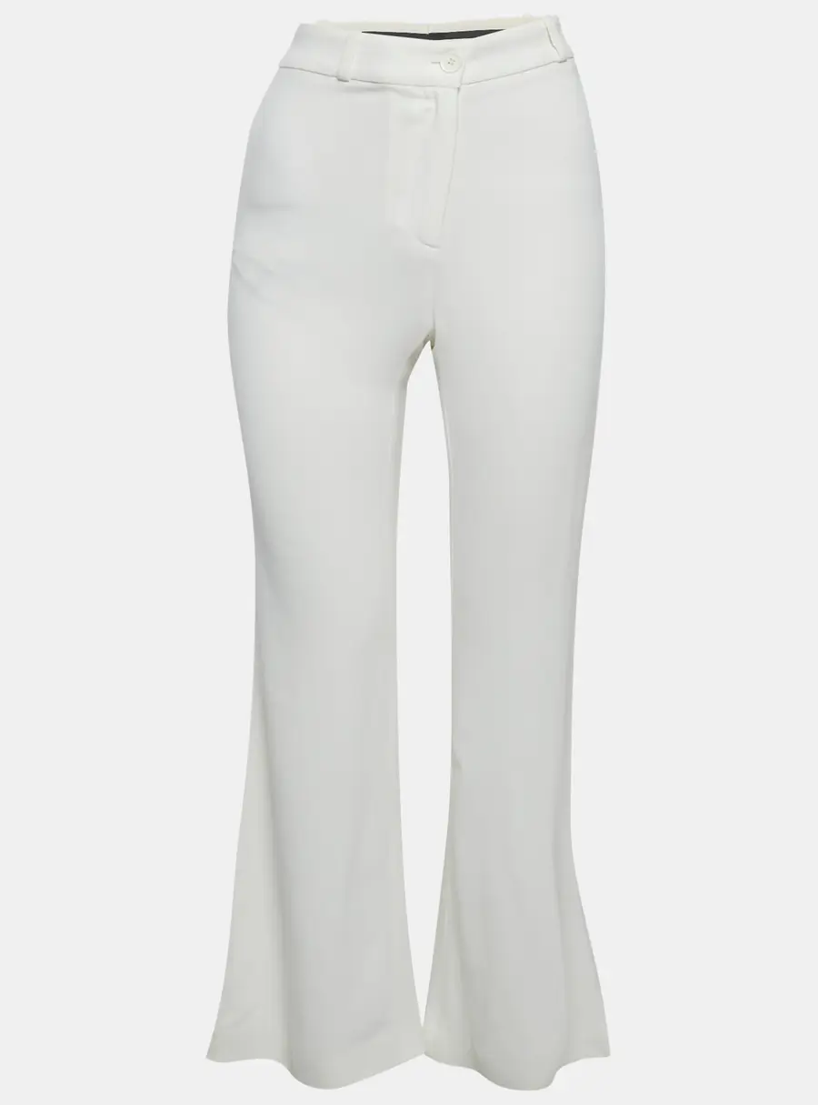 Roberto Cavalli White Crepe Flared Leg Pants M
