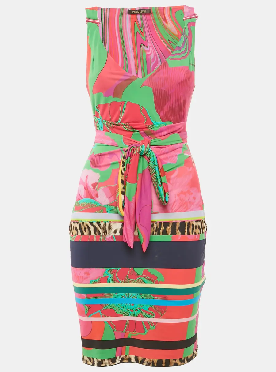 Roberto Cavalli Pink Printed Jersey Mini Dress S