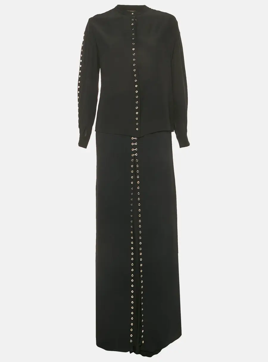 Roberto Cavalli Black Grommet Detail Skirt and Top Set M/L