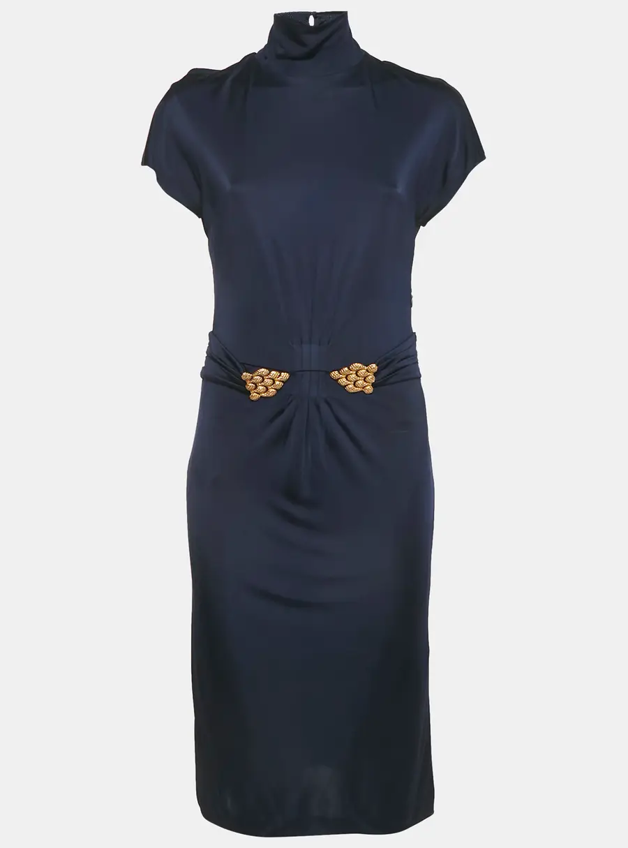 Roberto Cavalli Purple Jersey Broach Detail Knee -Length Dress L
