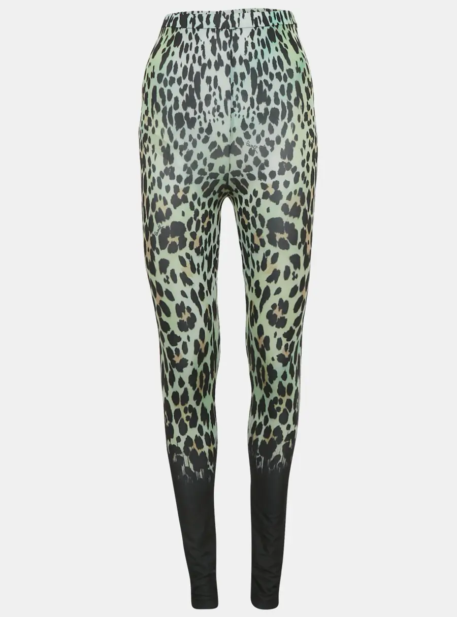 Roberto Cavalli Green Animal Print Jersey Leggings XS