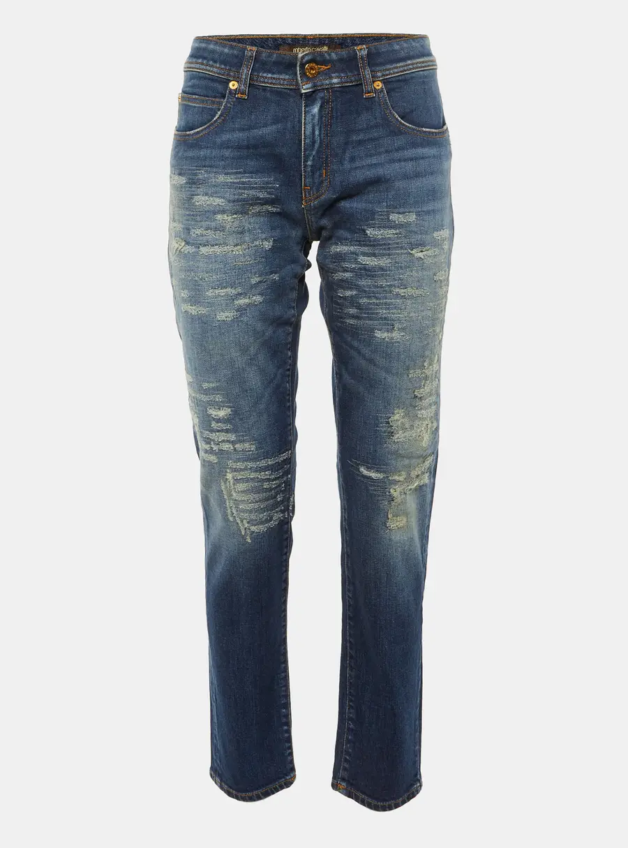 Roberto Cavalli Blue Denim Distressed Skinny Jeans M/Waist 32"