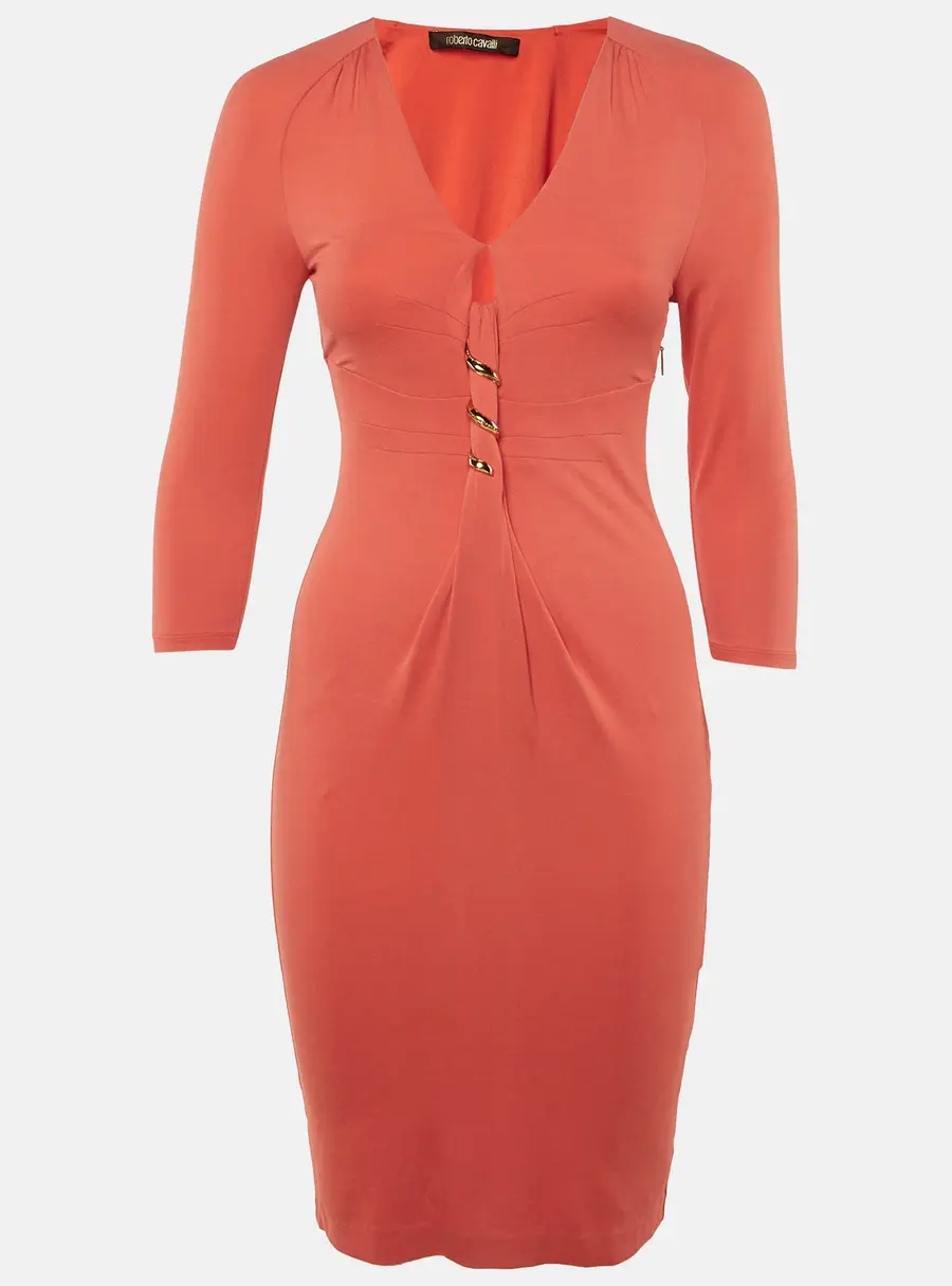 Roberto Cavalli Pink Knit Long Sleeve Mini Dress S