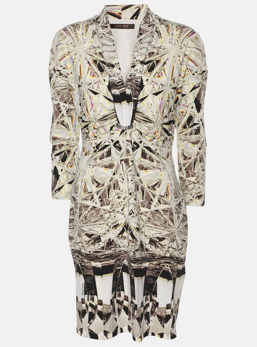 Roberto Cavalli Multicolor Printed Stretch Satin Mini Dress M