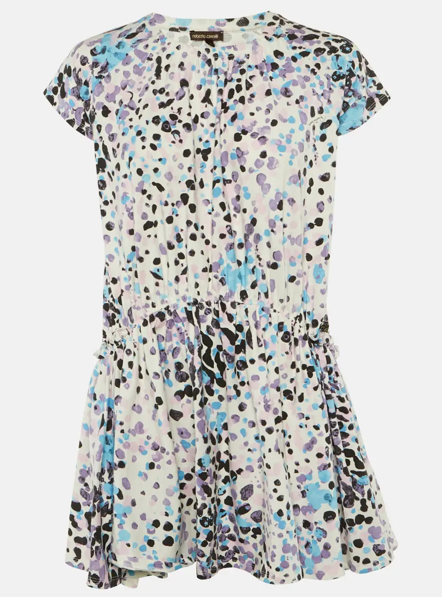 Roberto Cavalli Kids White Printed Cotton Flared Dress L (14-16 Yrs)