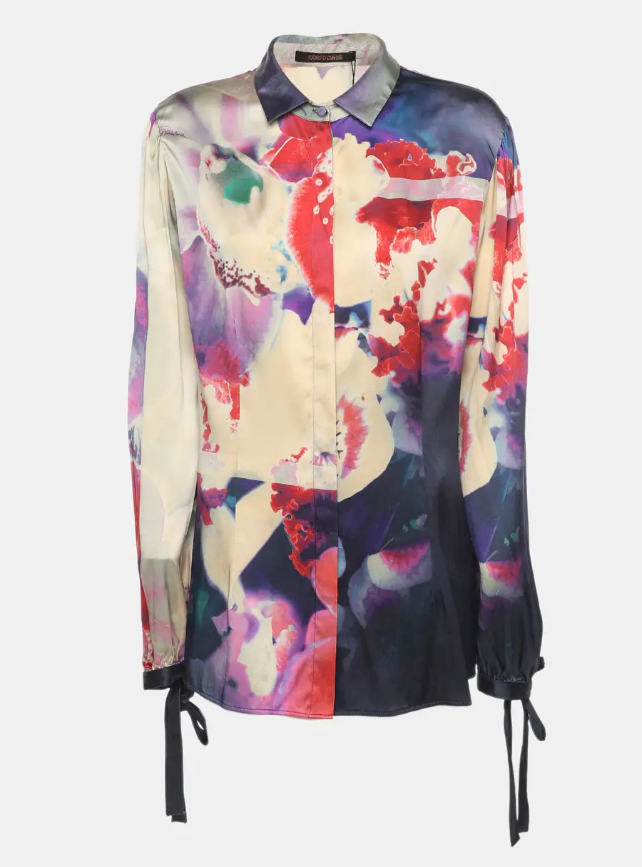 Roberto Cavalli Multicolor Printed Silk Shirt L