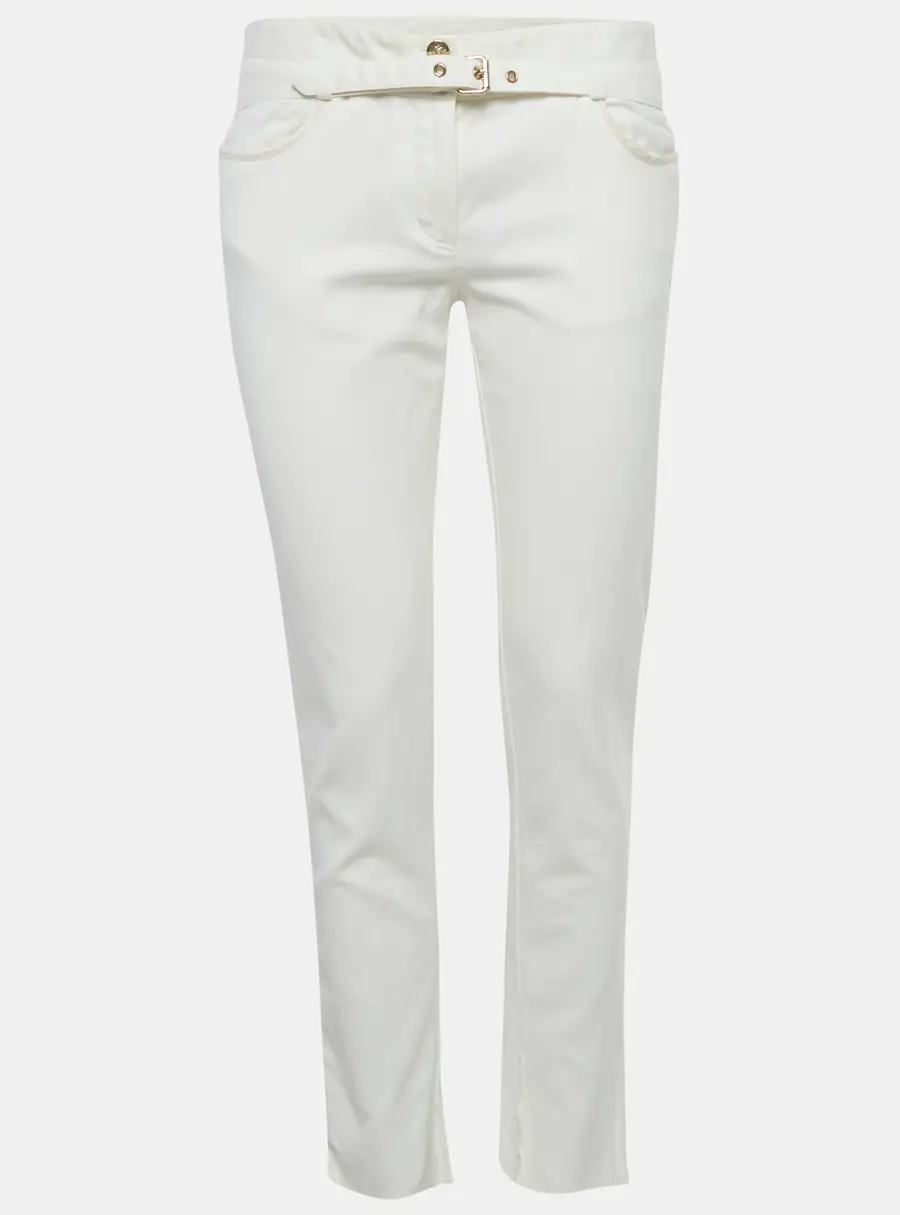 Roberto Cavalli White Cotton Skinny Trousers M