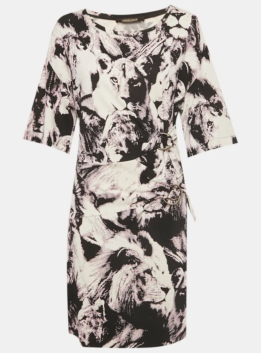 Roberto Cavalli Multicolor Printed Jersey Midi Dress L