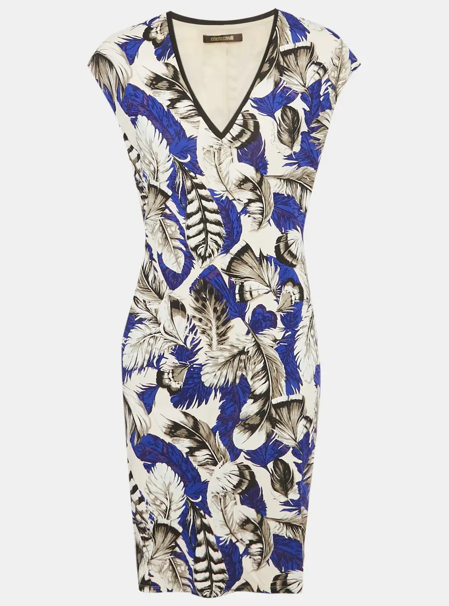 Roberto Cavalli Multicolor Printed Jersey Midi Dress L