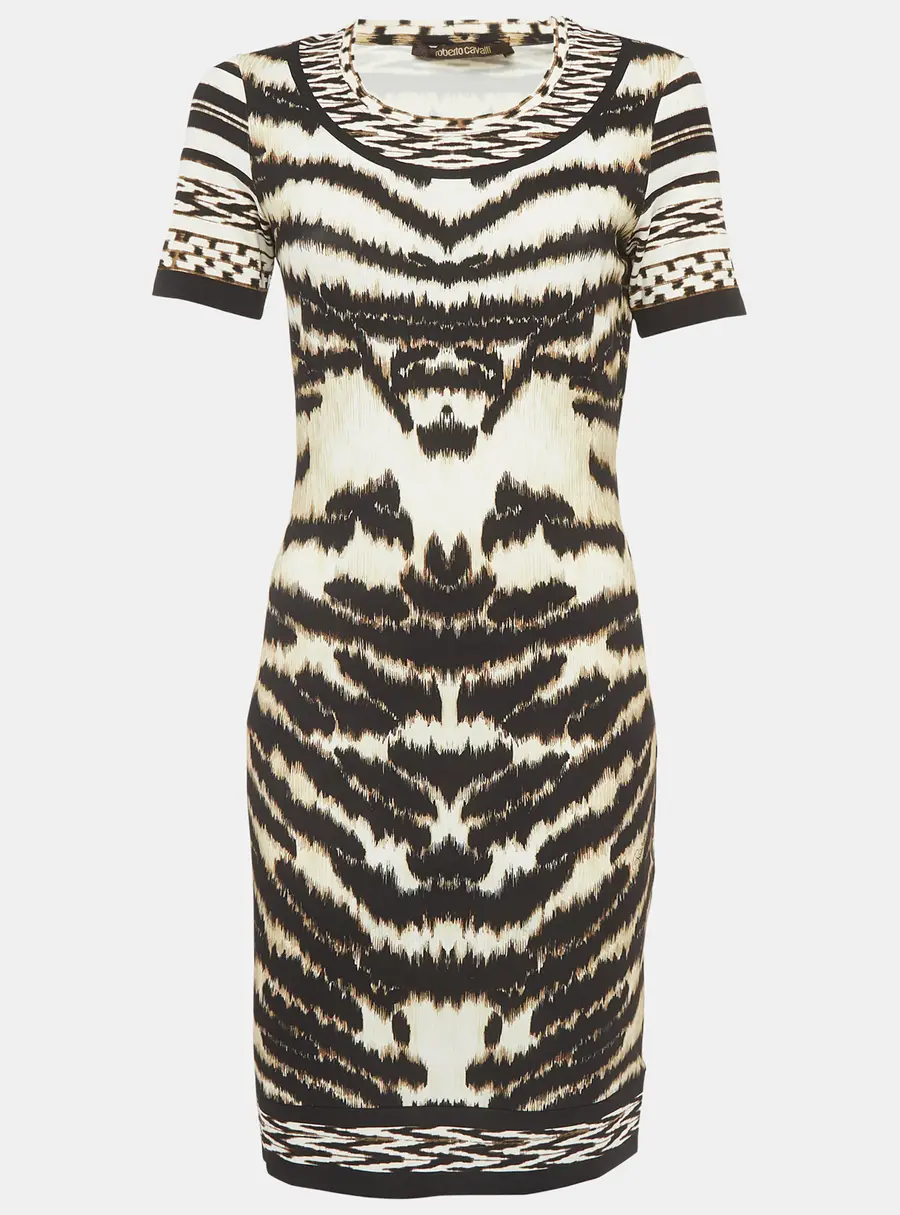 Roberto Cavalli Multicolour Animal Print Stretch Knit Mini Dress M