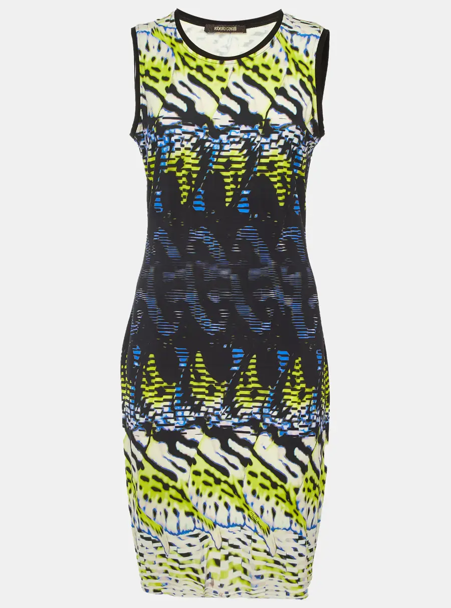 Roberto Cavalli Multicolor Printed Crepe Sleeveless Dress M