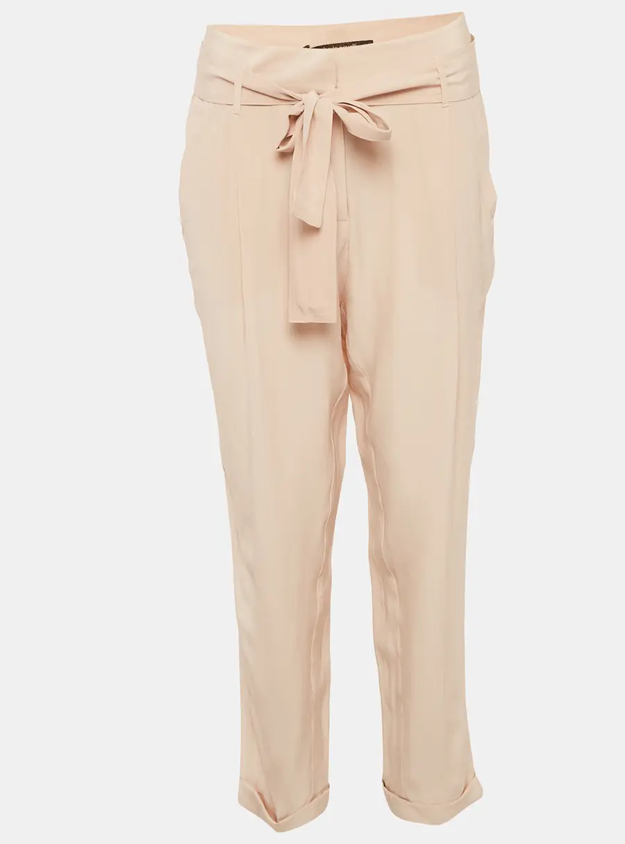 Roberto Cavalli Powder Pink Silk Belted Pants L