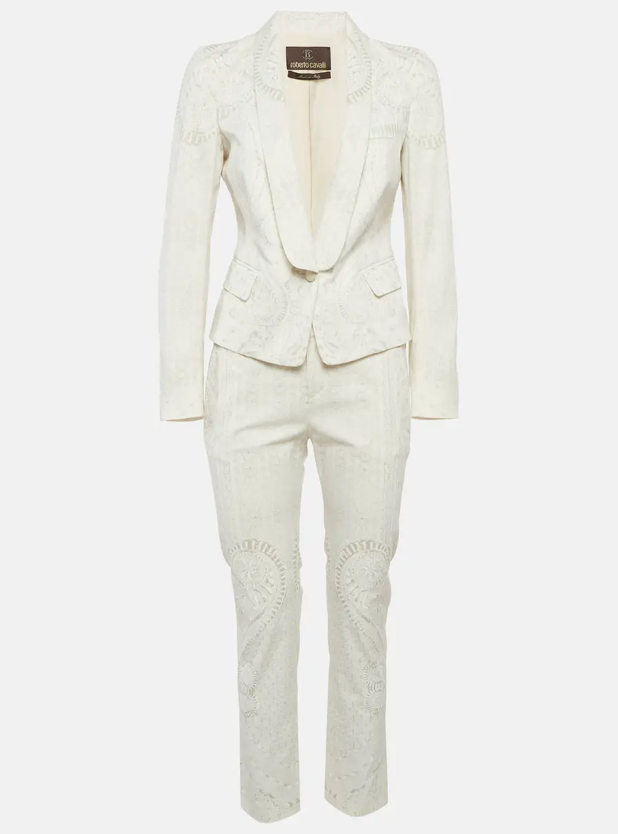 Roberto Cavalli Off-White Paisley Print Blazer & Pant Suits S