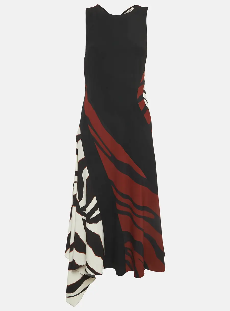Roberto Cavalli Multicolour Zebra Print Crepe Asymmetric Maxi Dress M