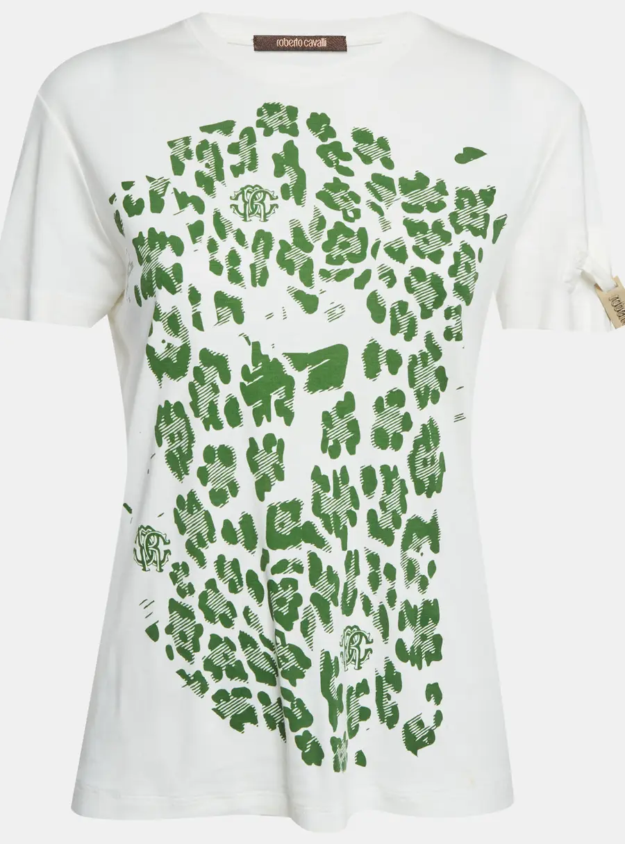 Roberto Cavalli White Printed Jersey T-Shirt L