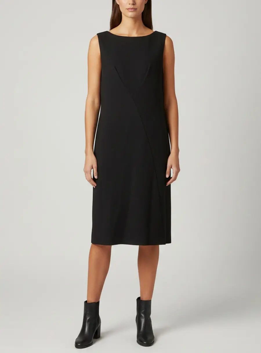 Escada Black Wool Blend Sleeveless Midi Dress XL
