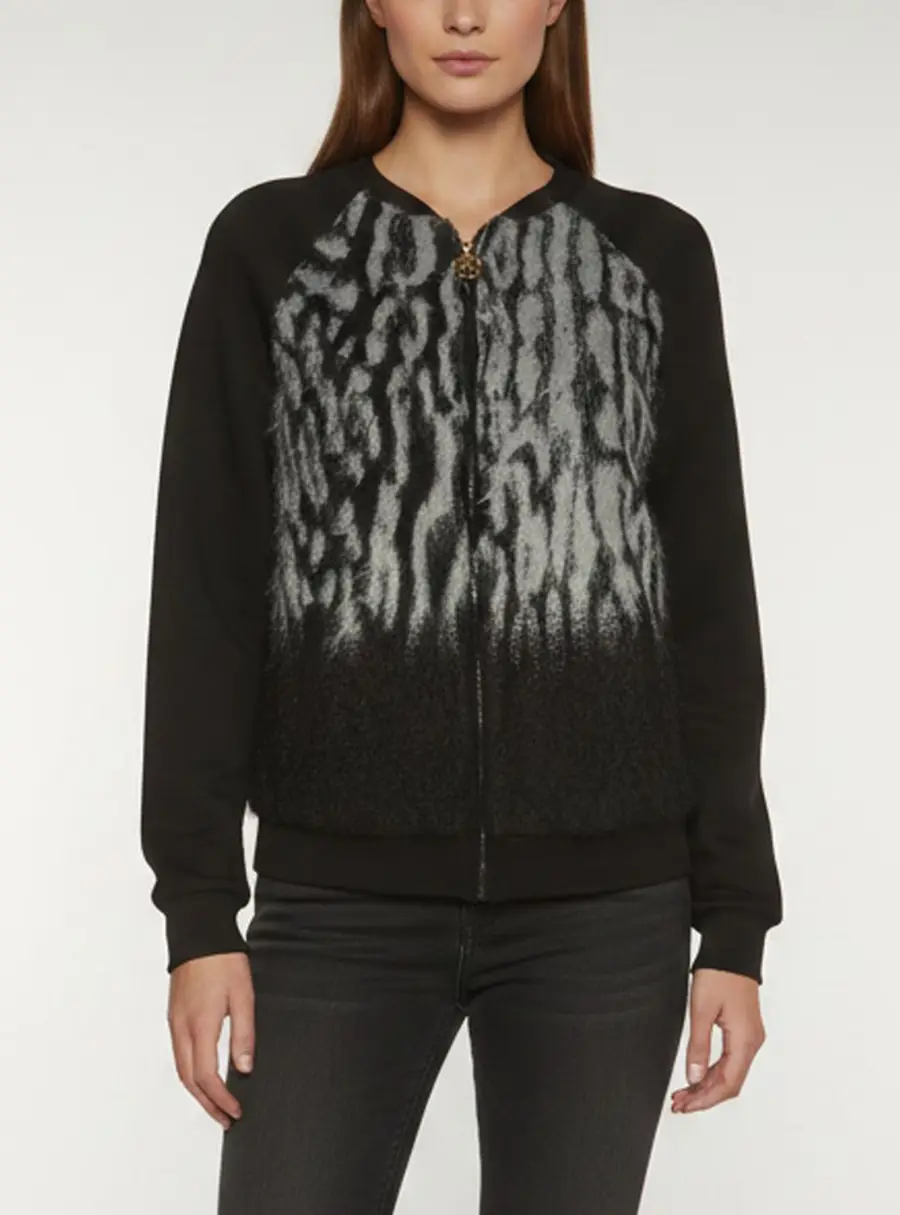 Roberto Cavalli Gym Grey/Black Mohair Double Jersey Jacket L