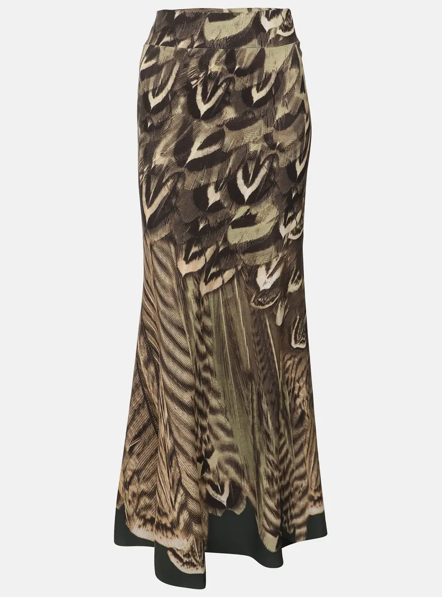 Roberto Cavalli Multicolor Printed Stretch Nylon Maxi Skirt M