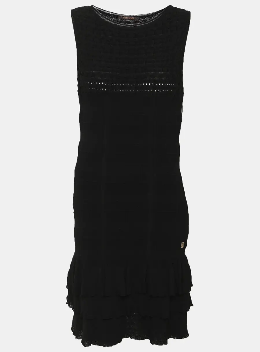 Roberto Cavalli Black Knit Midi Dress M