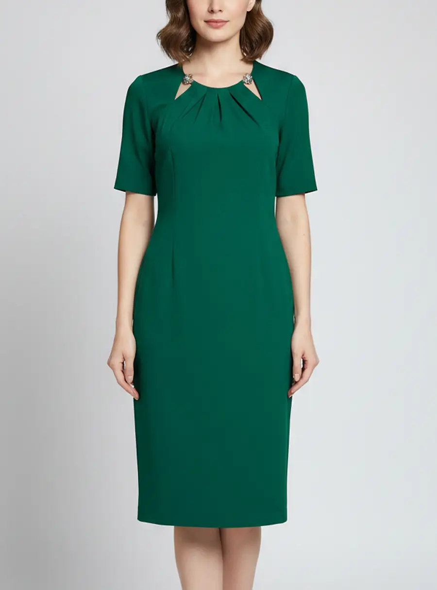 Roberto Cavalli Green Stretch Knit Embellished Midi Dress S