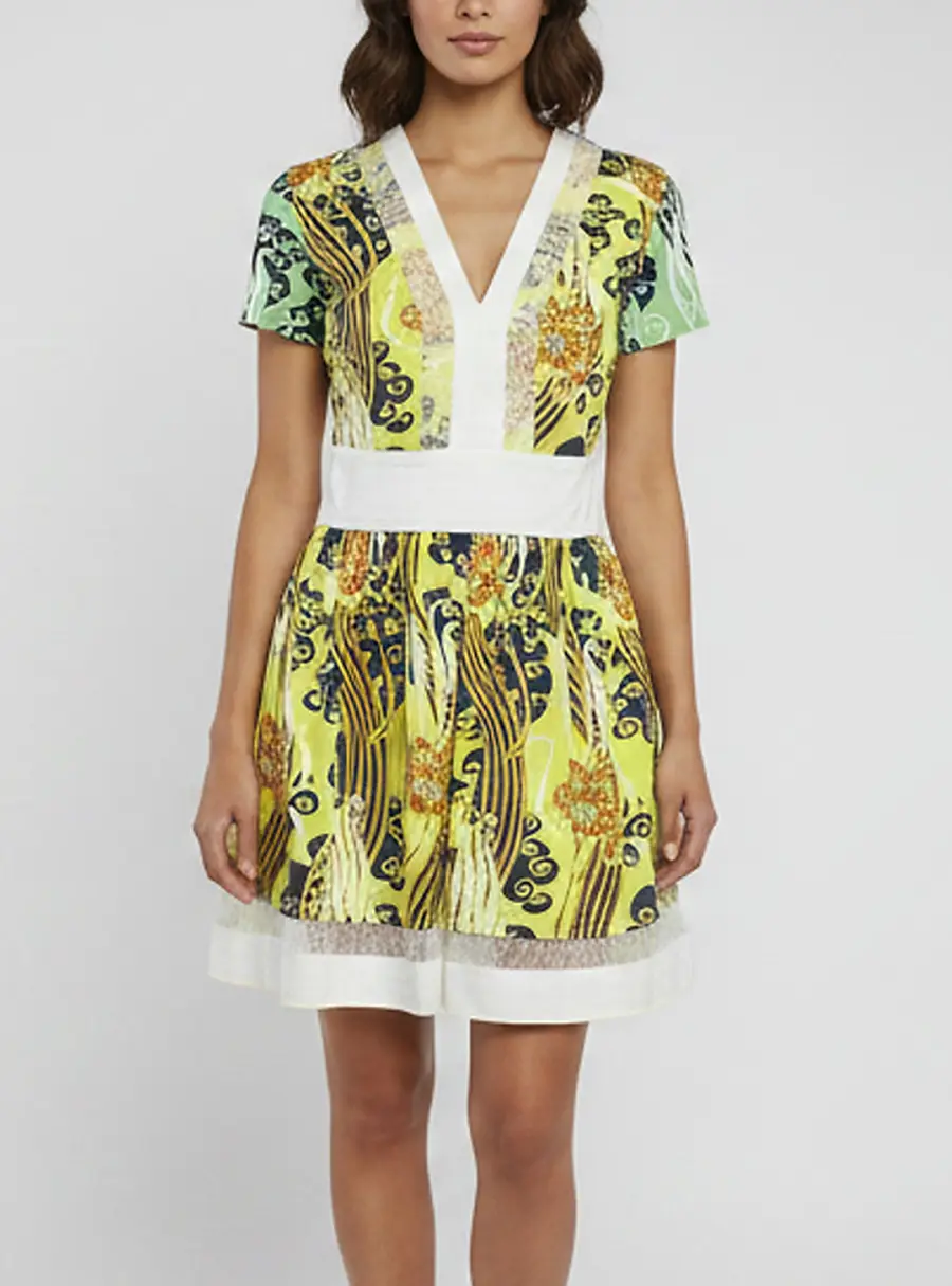 Roberto Cavalli Multicolour Floral Print Gabardine Short Sleeves Mini Dress M