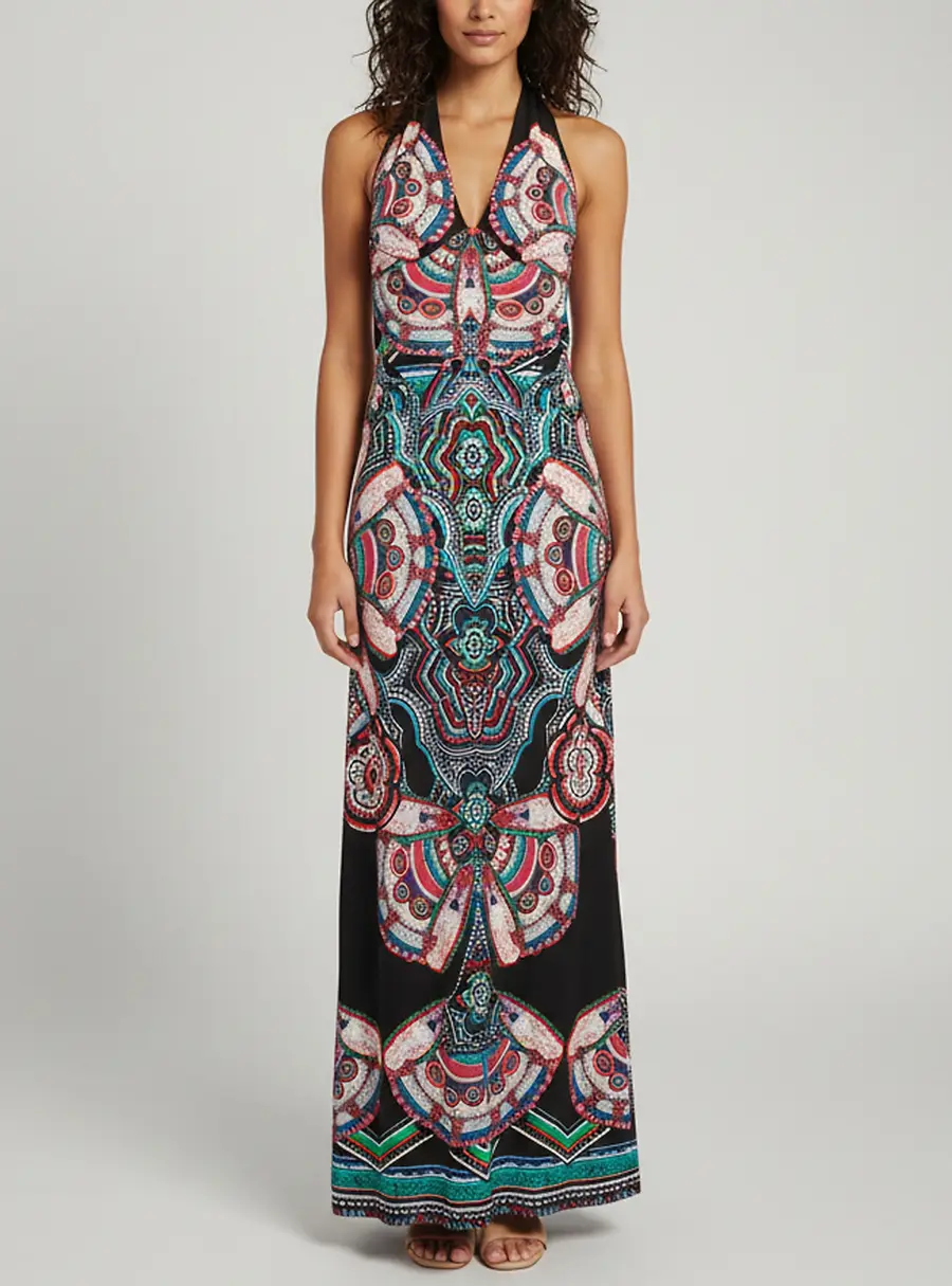Roberto Cavalli Multicolor Kaleidoscope Print Jersey Maxi Dress S