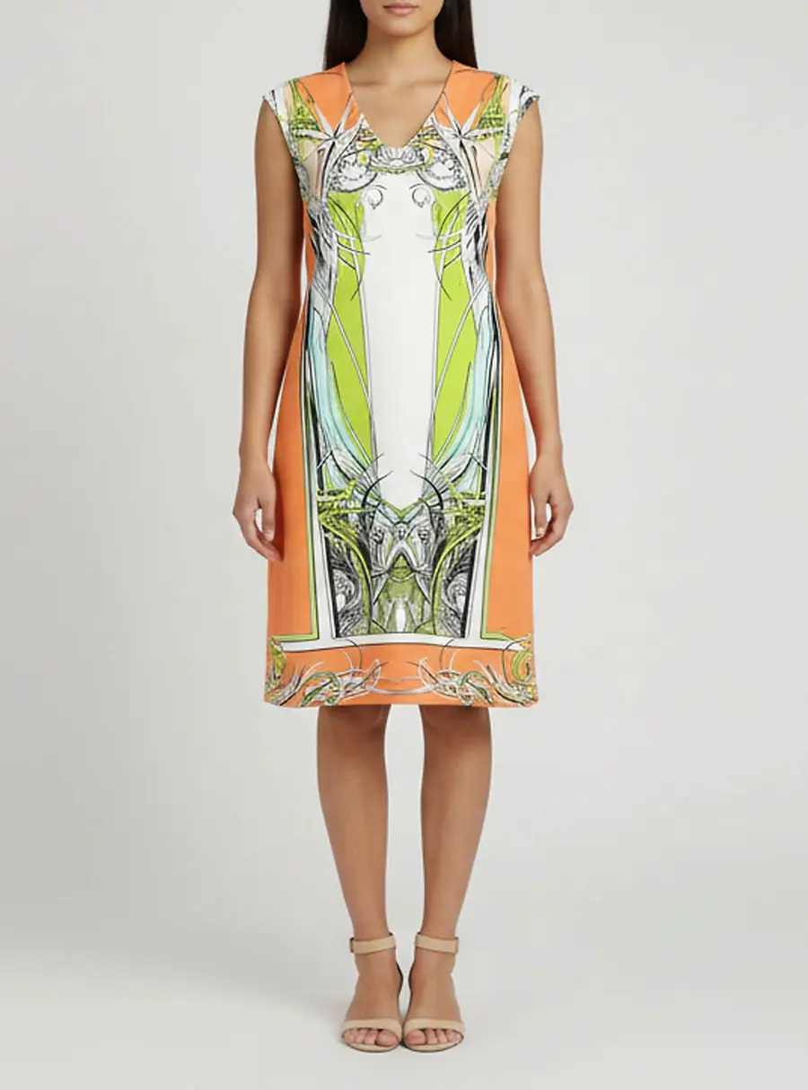 Roberto Cavalli Multicolor Printed Jersey Sleeveless Knee Length Dress M