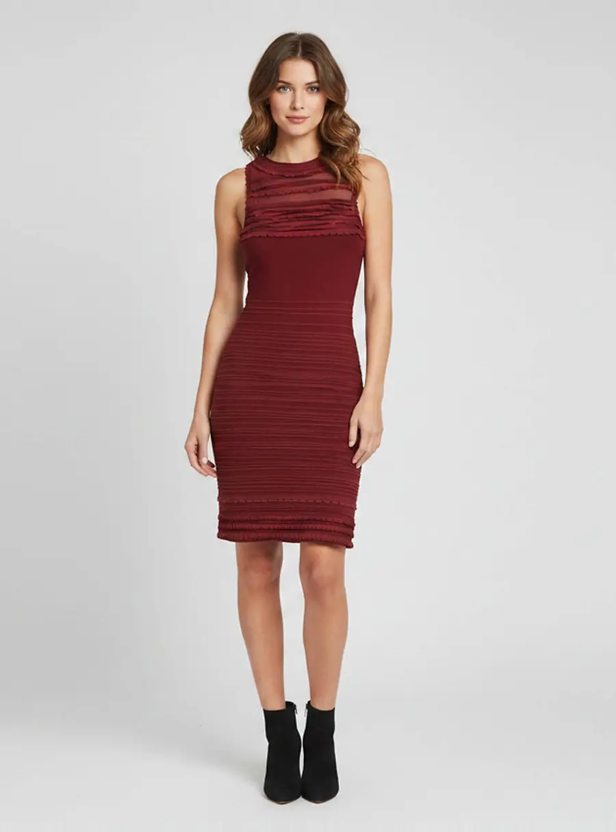 Roberto Cavalli Burgundy Knit Sleeveless Bodycon Dress S