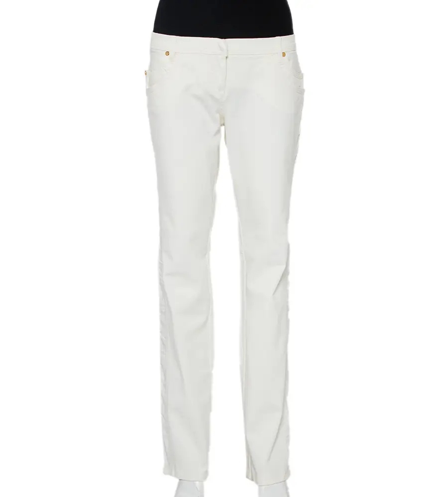 Roberto Cavalli White Denim Straight Leg Jeans XL