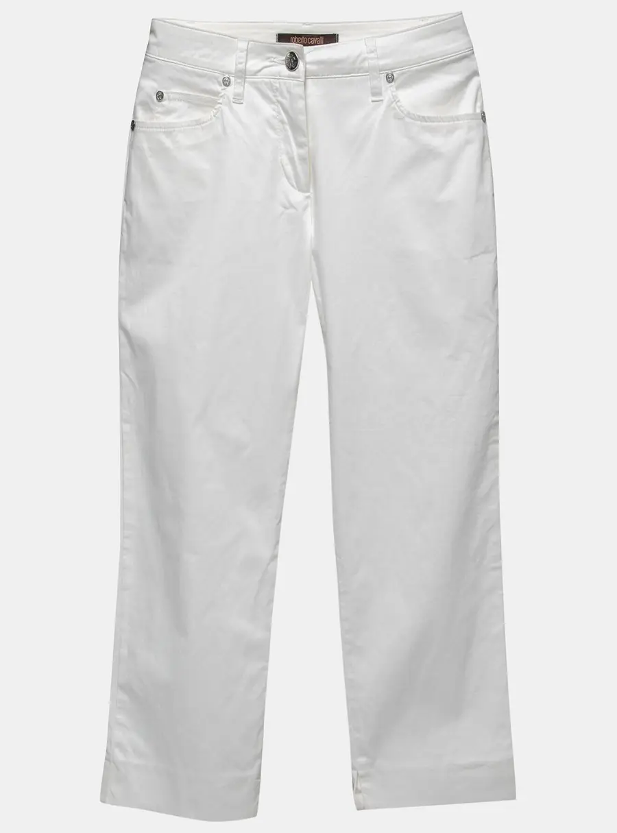 Roberto Cavalli White Cotton Capri Pants S