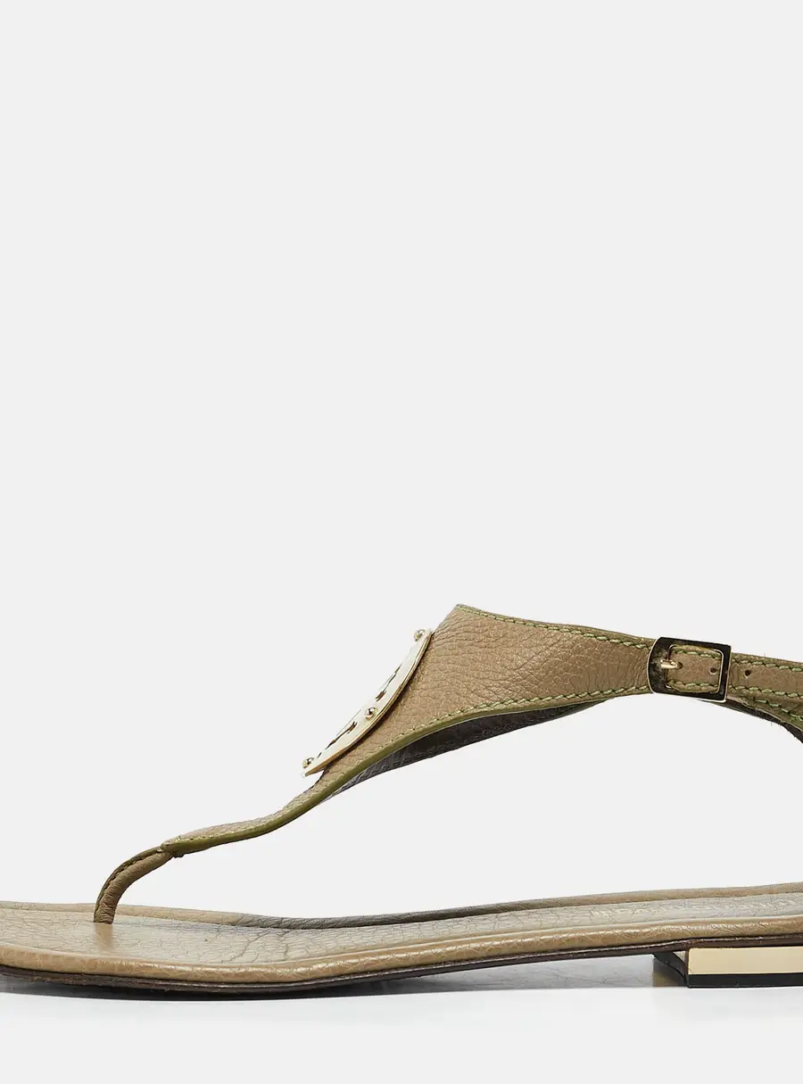 Roberto Cavalli Green Leather Slingback Sandals Size 38