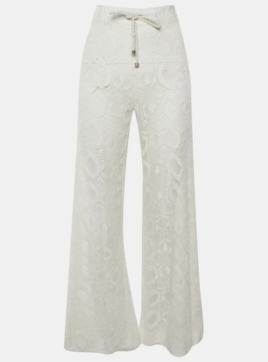 Roberto Cavalli Beachwear White Lace Cover Up Pants M