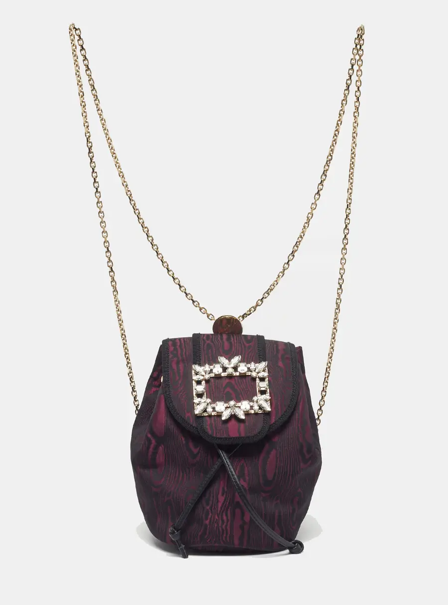 Roger Vivier Broche Mini Purple/Black Fabric Drawstring Backpack