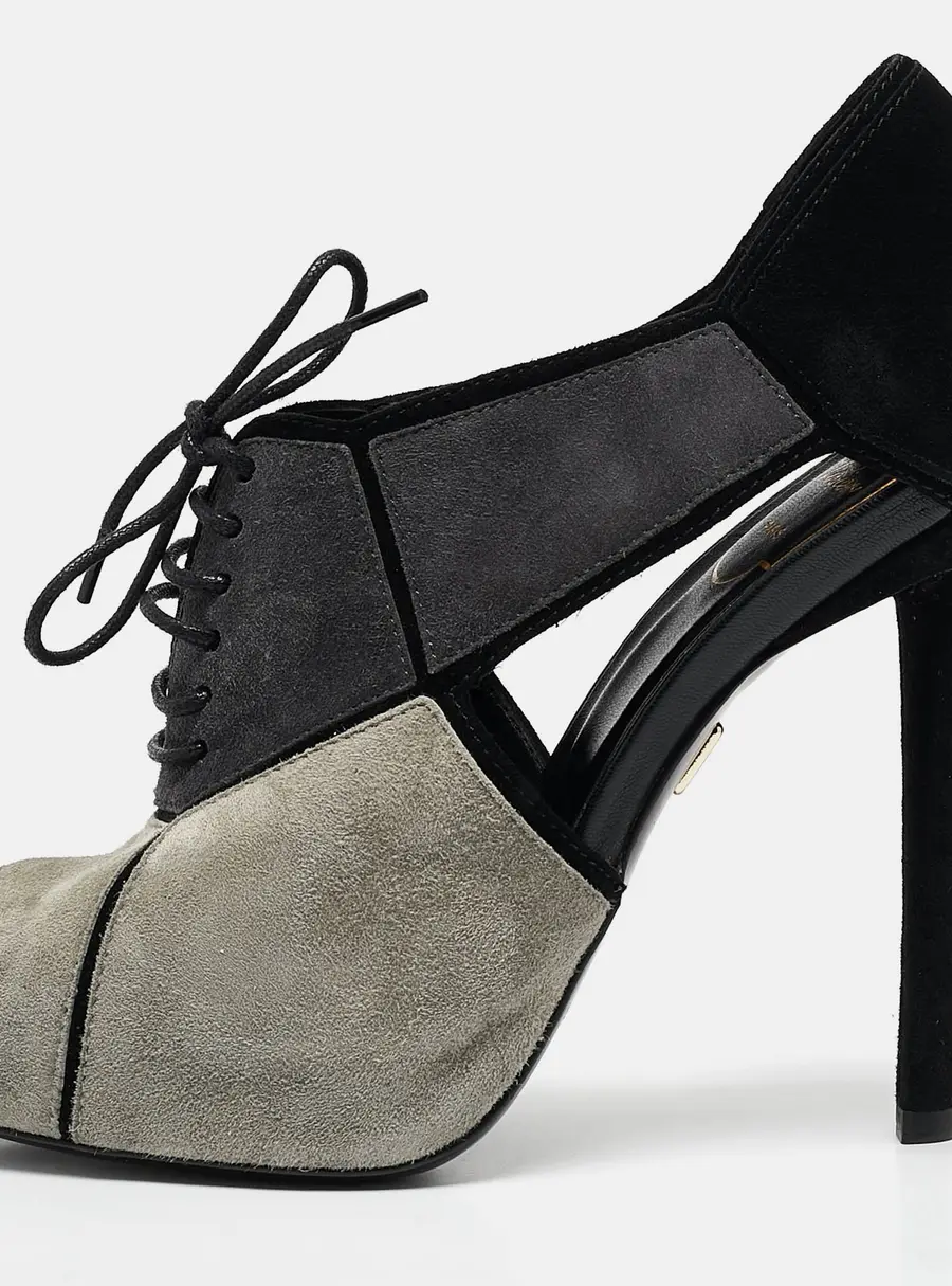 Roger Vivier Multicolor Suede Cutout Lace Up Booties Size 37