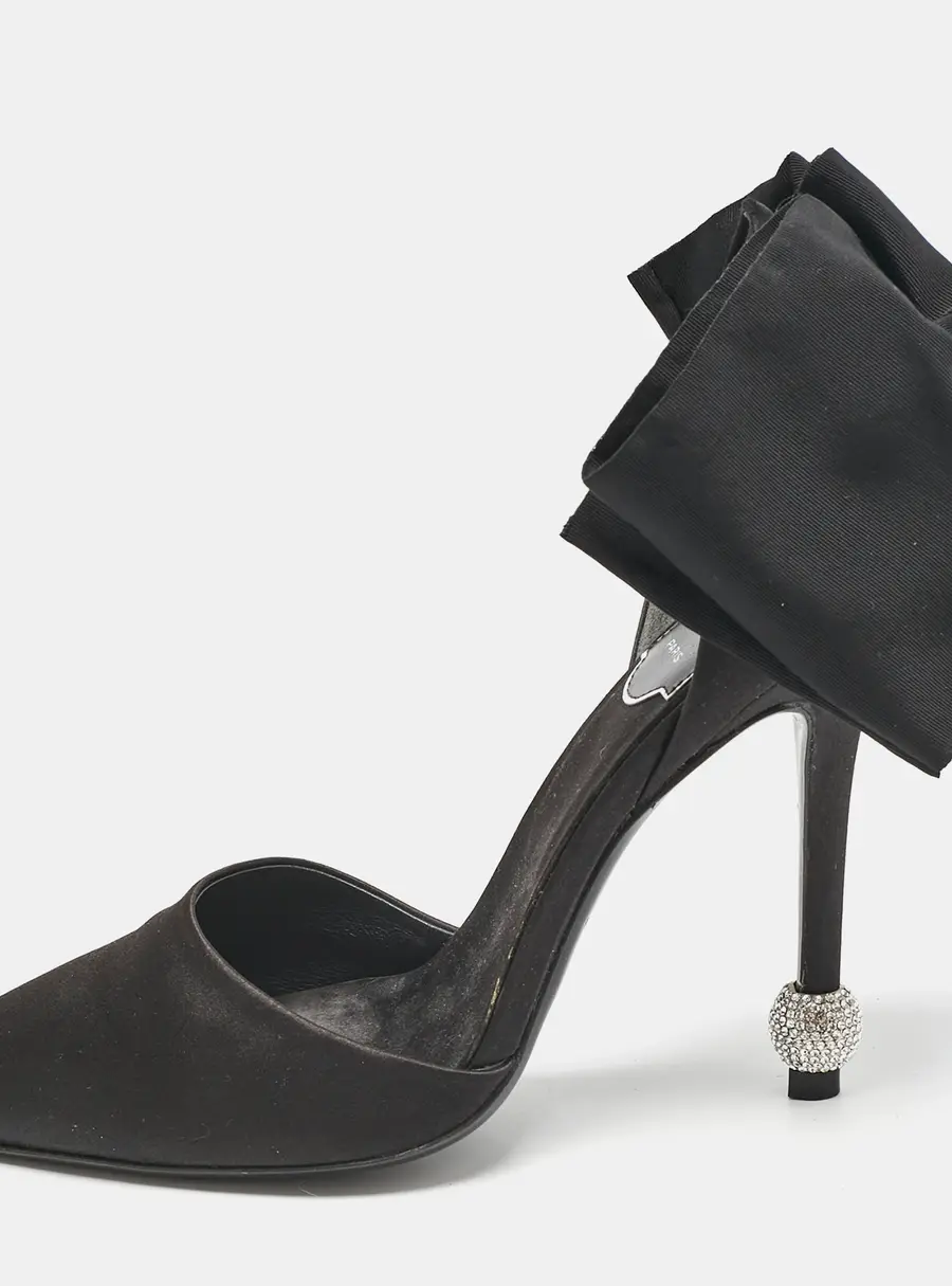 Roger Vivier Black Satin Crystal Embellished D'orsay Pumps Size 36