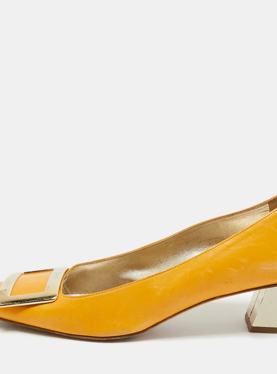 Roger Vivier Mustard Yellow Leather Belle Vivier Pumps Size 38
