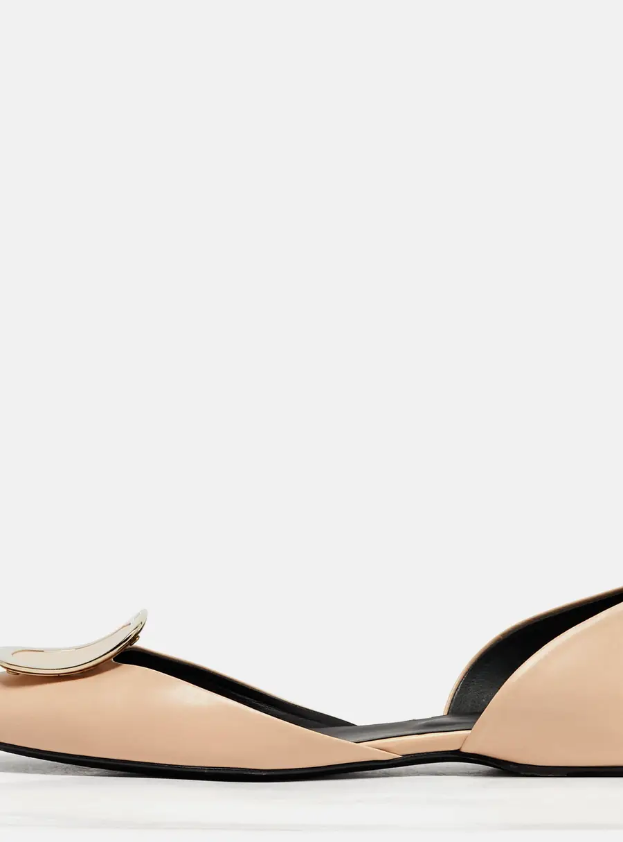 Roger Vivier Trompette Size 38.5 Beige Leather D'orsay Ballet Flats