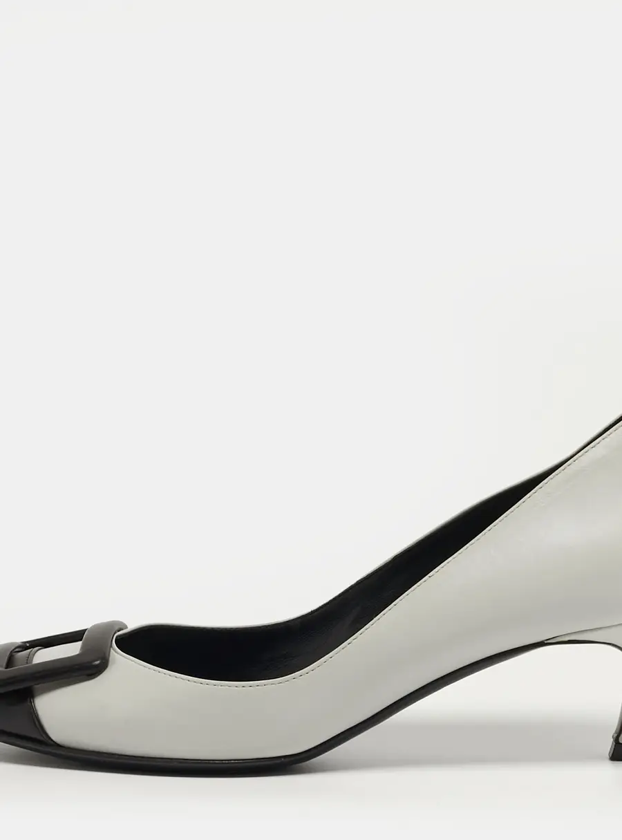 Roger Vivier Belle Vivier Trompette Size 35 Grey/Black Leather Pumps