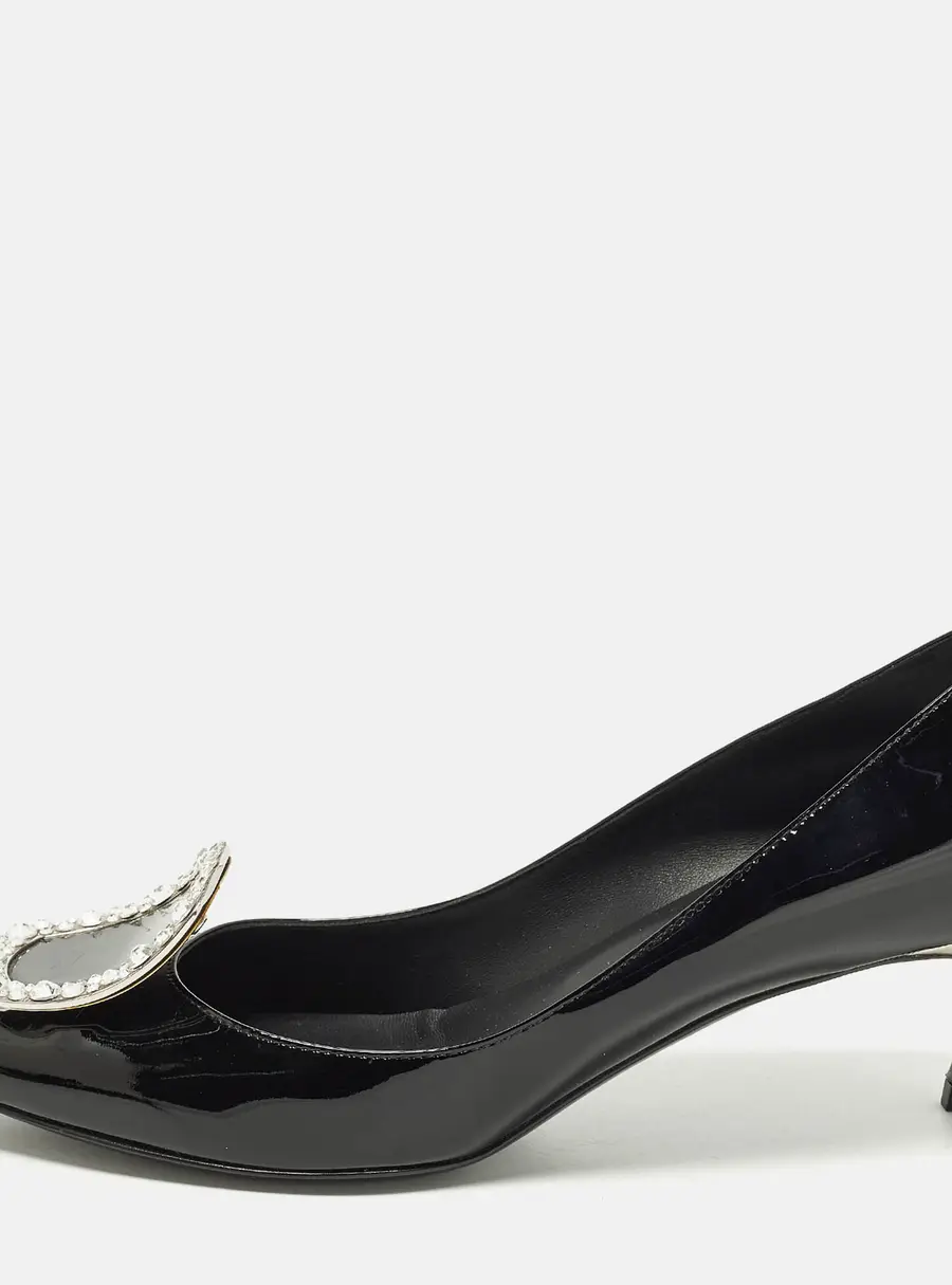 Roger Vivier Sexy Choc Size 35 Black Patent Leather Pumps